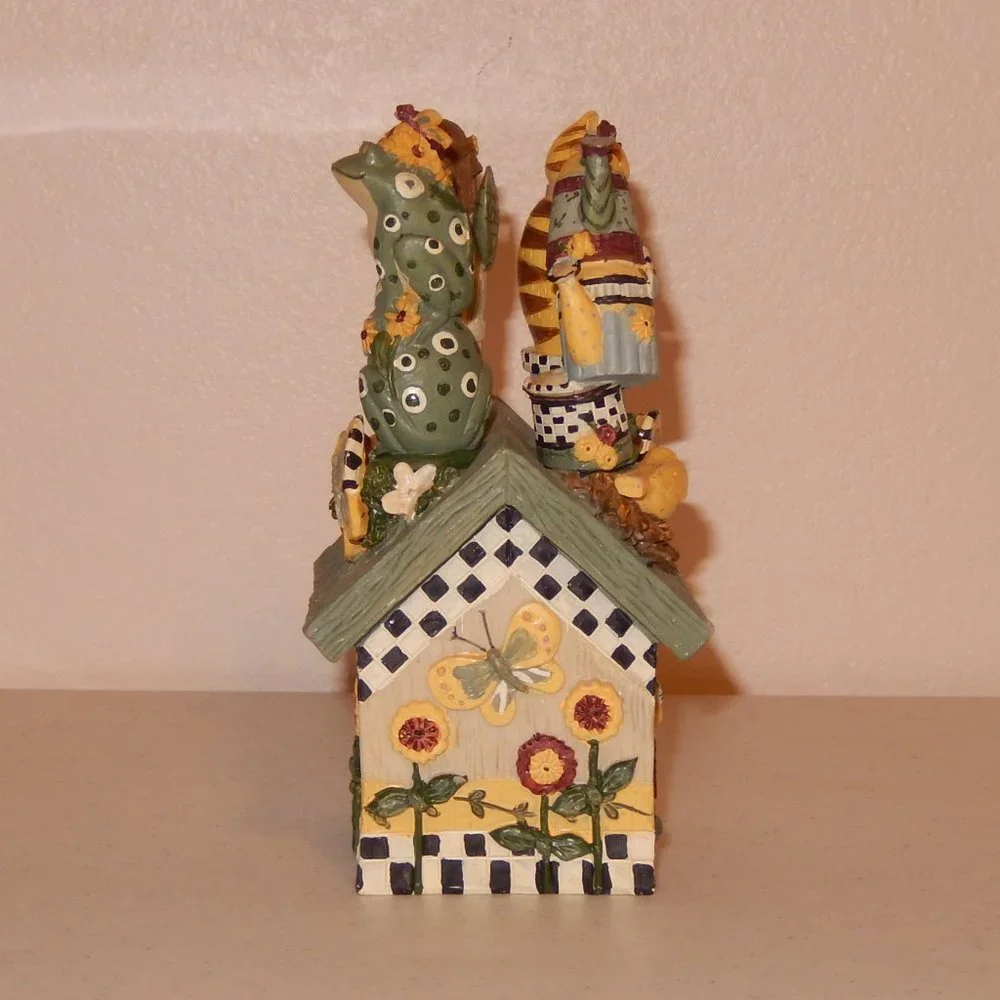 Knife Block Boston Warehouse Birdhouse Garden Angel Cat Frog Spreader Set of 4